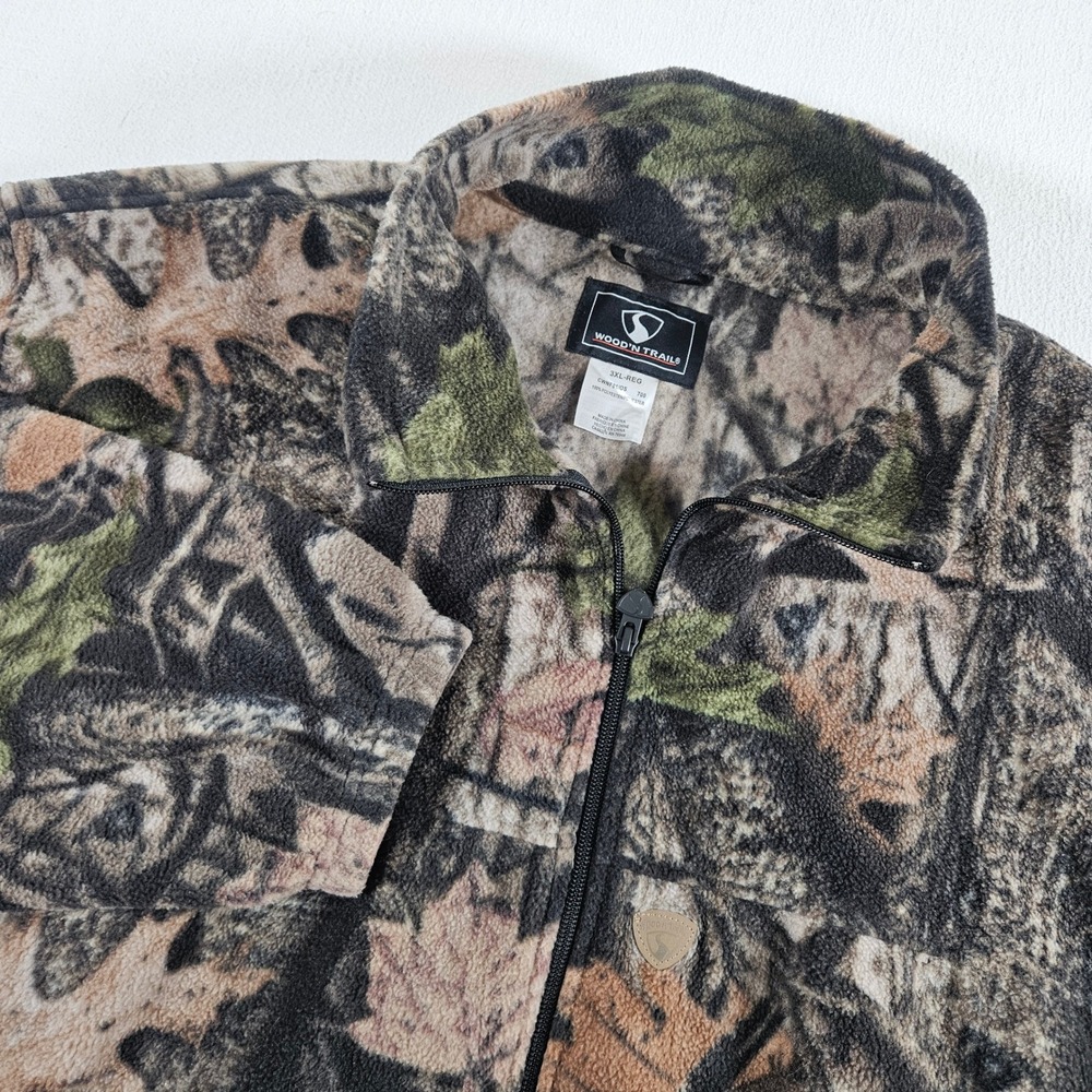 Wood'n Trail Fleece Jacket Mens 3XL-REG Mossy Oak Camo Leaf Full Zip CWNF01